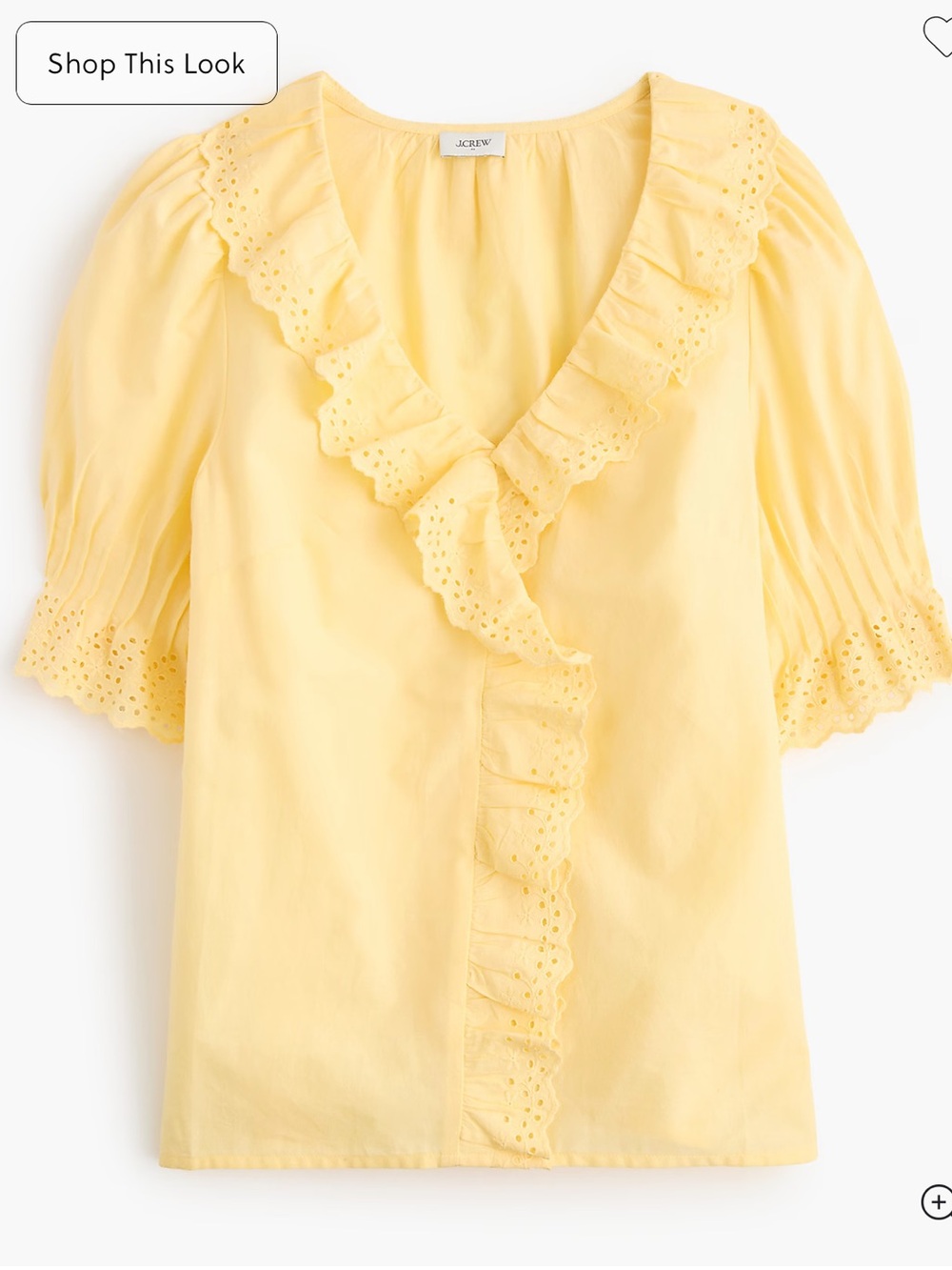 NWT: 100% Cotton Yellow Eyelet Ruffle V-Neck Blouse